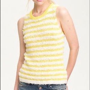 AIKO Kelli yellow fringe striped sweater tank